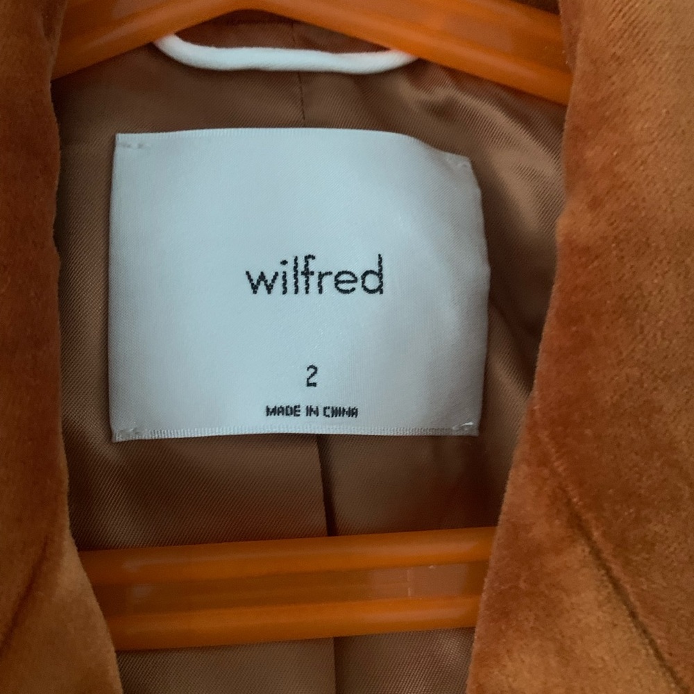 NWT-Burnt Orange Wilfred Velvet Blazer (Size 2) - Picture 3 of 4